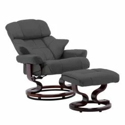VidaXL Fauteuil avec repose-pied Anthracite Similicuir et bois courbé 9 VidaXL Fauteuil avec repose-pied Anthracite Similicuir et bois courbé -Fauteuils Soldes image 2 289861