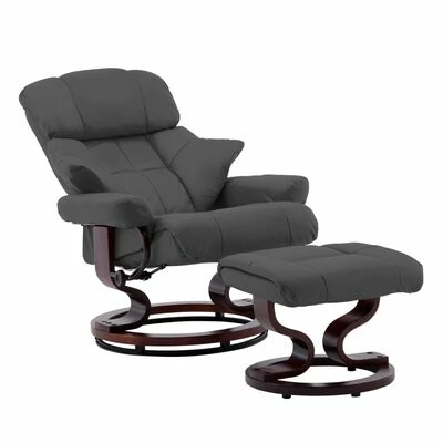 VidaXL Fauteuil avec repose-pied Anthracite Similicuir et bois courbé 4 VidaXL Fauteuil avec repose-pied Anthracite Similicuir et bois courbé – Image 2