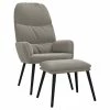 VidaXL Chaise de relaxation avec tabouret Gris clair Velours -Fauteuils Soldes image 2 3097353