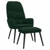 VidaXL Chaise de relaxation avec tabouret Vert foncé Velours -Fauteuils Soldes image 2 3097355