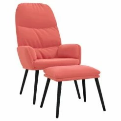 VidaXL Chaise de relaxation avec tabouret Rose Velours