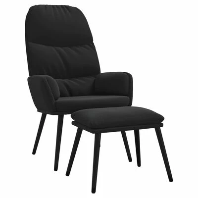 VidaXL Chaise de relaxation avec tabouret Noir Velours 3 VidaXL Chaise de relaxation avec tabouret Noir Velours