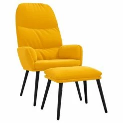 VidaXL Chaise de détente et repose-pied Jaune moutarde Velours