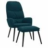 VidaXL Chaise de relaxation avec tabouret Bleu Velours