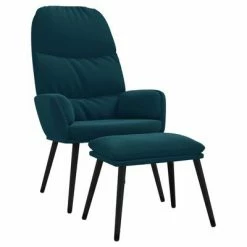 VidaXL Chaise de relaxation avec tabouret Bleu Velours