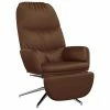 VidaXL Chaise de relaxation avec tabouret Marron brillant Similicuir -Fauteuils Soldes image 2 3097374