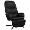 VidaXL Chaise de relaxation avec tabouret Noir Similicuir