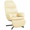 VidaXL Chaise de relaxation avec tabouret Blanc crème Similicuir -Fauteuils Soldes image 2 3097416