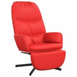 VidaXL Chaise de relaxation avec tabouret Rouge Similicuir