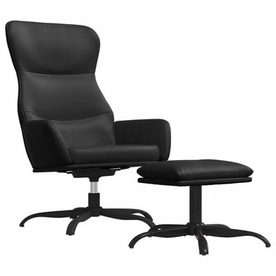 VidaXL Chaise de relaxation avec tabouret Noir Similicuir 3 VidaXL Chaise de relaxation avec tabouret Noir Similicuir