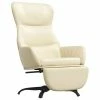 VidaXL Chaise de relaxation avec repose-pied Crème Similicuir -Fauteuils Soldes image 2 3097452