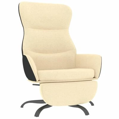 VidaXL Chaise de relaxation avec repose-pied Crème Tissu 3 VidaXL Chaise de relaxation avec repose-pied Crème Tissu