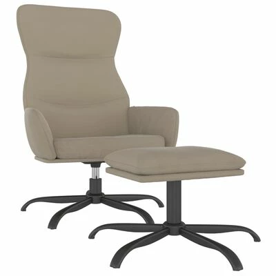 VidaXL Chaise de relaxation avec tabouret Gris clair Tissu microfibre 3 VidaXL Chaise de relaxation avec tabouret Gris clair Tissu microfibre