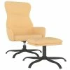 VidaXL Chaise de relaxation avec tabouret Crème Tissu microfibre