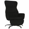 VidaXL Chaise de relaxation avec repose-pied Noir Tissu microfibre