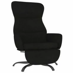 VidaXL Chaise de relaxation avec repose-pied Noir Tissu microfibre