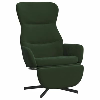 VidaXL Chaise de relaxation avec repose-pieds Vert foncé Velours 3 VidaXL Chaise de relaxation avec repose-pieds Vert foncé Velours