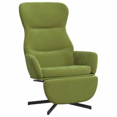VidaXL Chaise de relaxation avec repose-pieds Vert clair Velours 3 VidaXL Chaise de relaxation avec repose-pieds Vert clair Velours