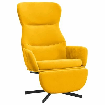 VidaXL Chaise de relaxation avec repose-pieds Jaune moutarde Velours 3 VidaXL Chaise de relaxation avec repose-pieds Jaune moutarde Velours