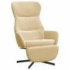 VidaXL Chaise de relaxation avec repose-pieds Blanc crème Velours -Fauteuils Soldes image 2 3097504