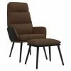 VidaXL Chaise de relaxation avec tabouret Marron Tissu et similicuir