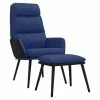 VidaXL Chaise de relaxation avec tabouret Bleu Tissu et similicuir -Fauteuils Soldes image 2 3097510