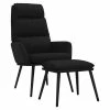 VidaXL Chaise de relaxation avec tabouret Noir Tissu et similicuir -Fauteuils Soldes image 2 3097511
