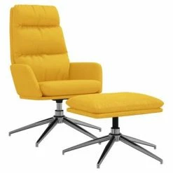 VidaXL Chaise de relaxation avec tabouret Jaune moutarde Tissu