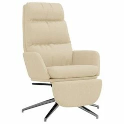 VidaXL Chaise de relaxation avec repose-pied Crème Tissu