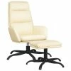 VidaXL Chaise de relaxation avec tabouret Crème Similicuir