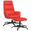 VidaXL Chaise de relaxation avec tabouret Rouge Similicuir