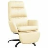 VidaXL Chaise de relaxation avec repose-pied Crème Similicuir -Fauteuils Soldes image 2 3097543
