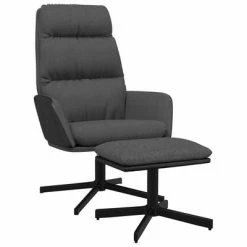 VidaXL Chaise de relaxation avec tabouret Gris foncé Tissu