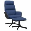 VidaXL Chaise de relaxation avec tabouret Bleu Tissu