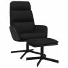 VidaXL Chaise de relaxation avec tabouret Noir Tissu