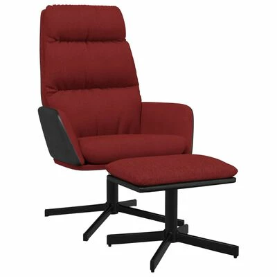 VidaXL Chaise de relaxation avec tabouret Rouge bordeaux Tissu 3 VidaXL Chaise de relaxation avec tabouret Rouge bordeaux Tissu