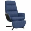 VidaXL Chaise de relaxation avec repose-pied Bleu Tissu -Fauteuils Soldes image 2 3097560