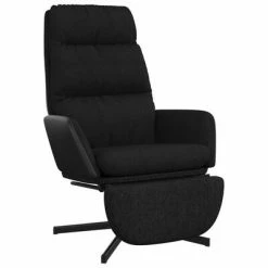 VidaXL Chaise de relaxation avec repose-pied Noir Tissu