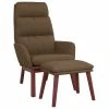 VidaXL Chaise de relaxation avec tabouret Marron Tissu