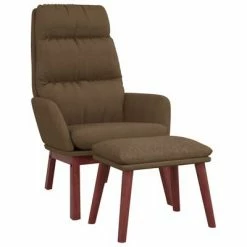 VidaXL Chaise de relaxation avec tabouret Marron Tissu