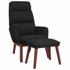 VidaXL Chaise de relaxation avec tabouret Noir Tissu