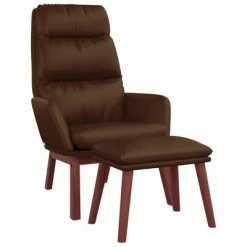 VidaXL Chaise relaxation et tabouret Marron Cuir véritable/similicuir