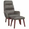 VidaXL Chaise de relaxation et tabouret Gris Cuir véritable/similicuir