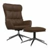 VidaXL Chaise relaxation et tabouret Marron Cuir véritable/similicuir