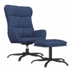 VidaXL Chaise de relaxation avec tabouret Bleu Tissu
