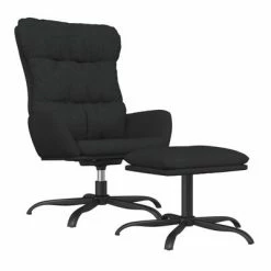 VidaXL Chaise de relaxation avec tabouret Noir Tissu