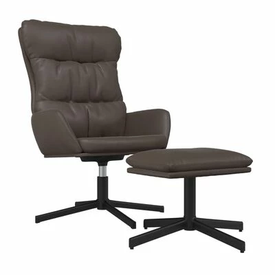 VidaXL Chaise de relaxation avec tabouret Marron Similicuir 3 VidaXL Chaise de relaxation avec tabouret Marron Similicuir