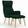 VidaXL Chaise de relaxation avec tabouret Vert foncé Velours 1 VidaXL Chaise de relaxation avec tabouret Vert foncé Velours -Fauteuils Soldes image 2 3097822