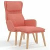 VidaXL Chaise de relaxation avec tabouret Rose Velours