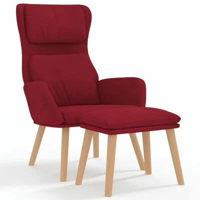 VidaXL Chaise de relaxation avec tabouret Rouge bordeaux Velours 2 VidaXL Chaise de relaxation avec tabouret Rouge bordeaux Velours